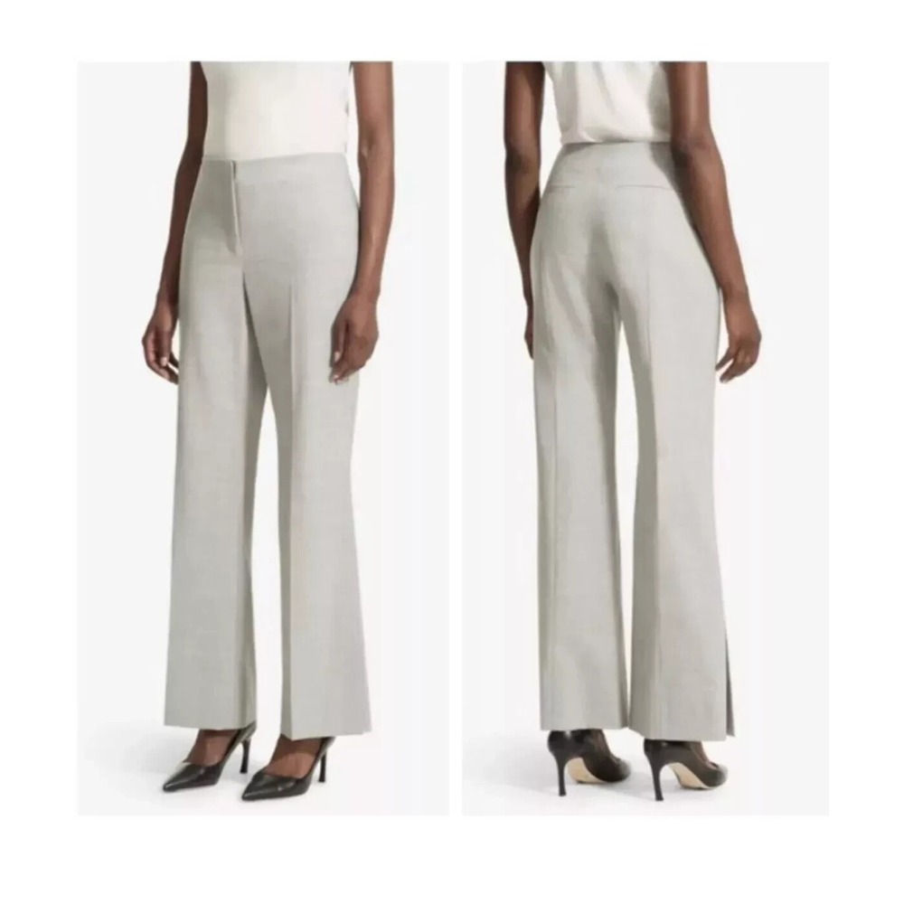 MM LaFleur Clooney Wide Leg Trousers Womens 0P Grey Wool Split Hem Pant Capsule